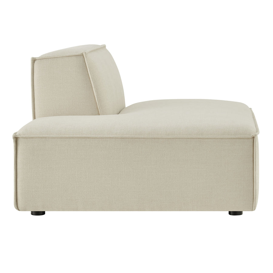 Atlas Performance Fabric Upholstered Left-Facing Armless Modular Chaise in Ecru