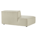 Atlas Performance Fabric Upholstered Left-Facing Armless Modular Chaise in Ecru