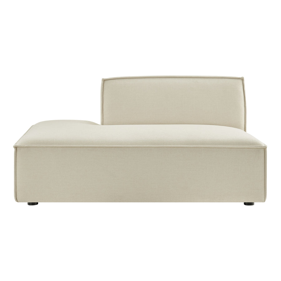 Atlas Performance Fabric Upholstered Left-Facing Armless Modular Chaise in Ecru
