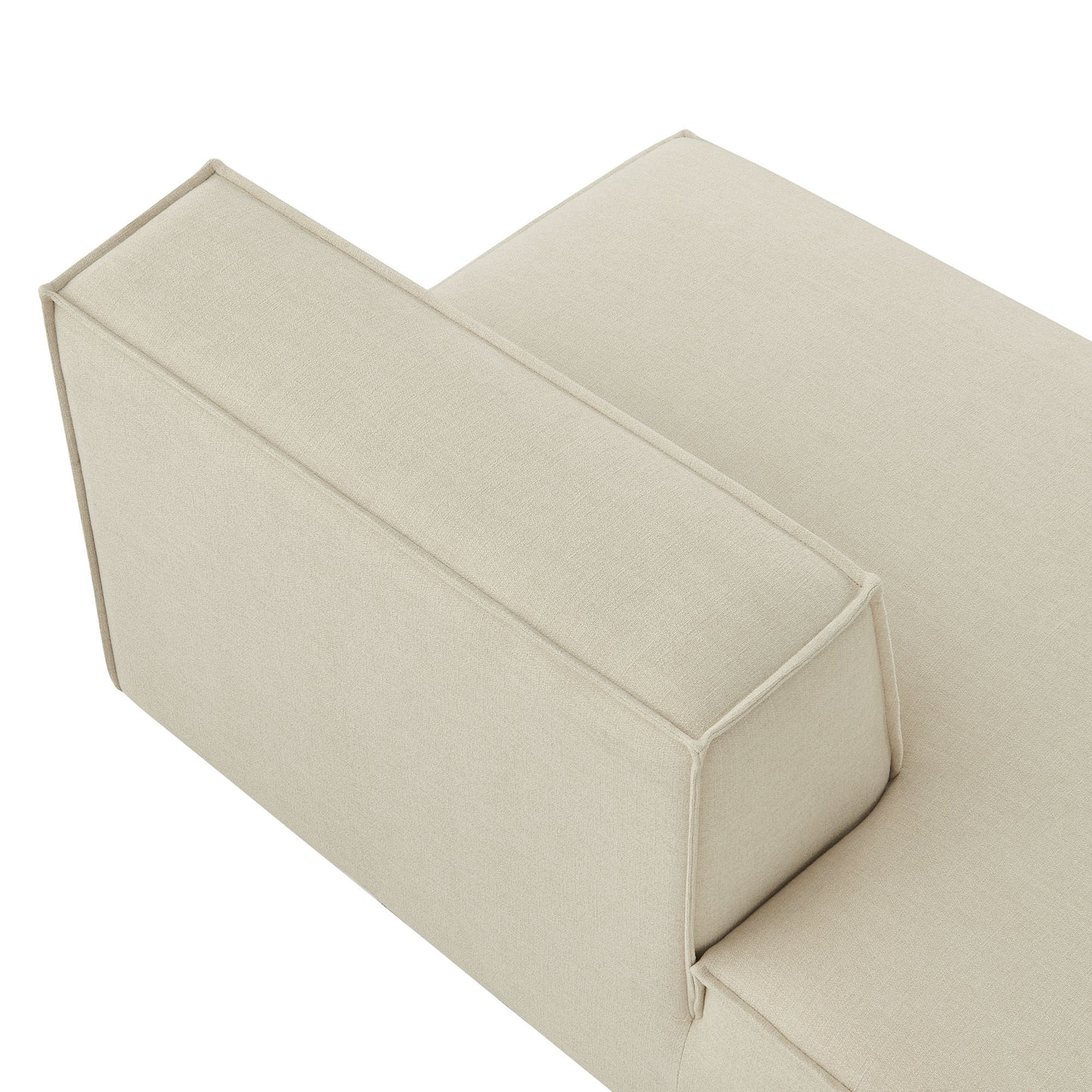Atlas Performance Fabric Upholstered Left-Facing Armless Modular Chaise in Ecru