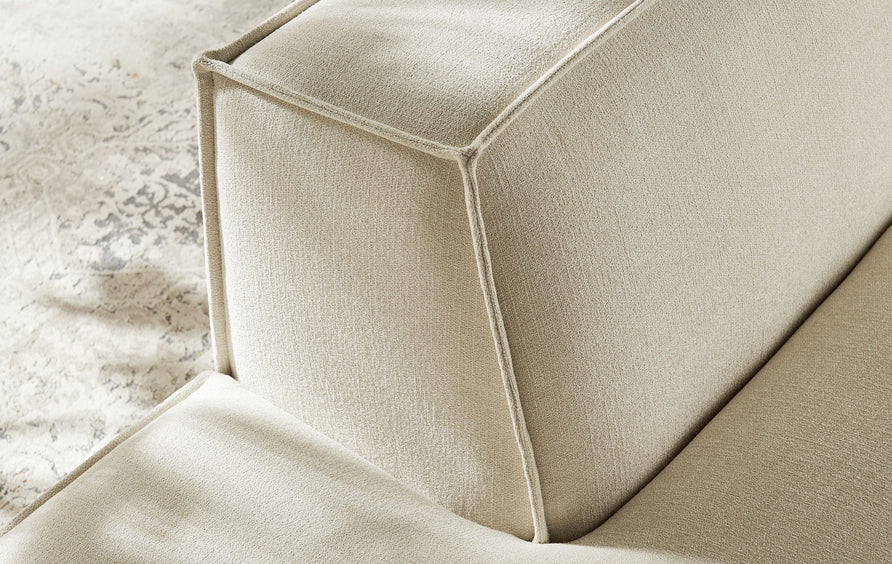 Atlas Performance Fabric Upholstered Left-Facing Armless Modular Chaise in Ecru