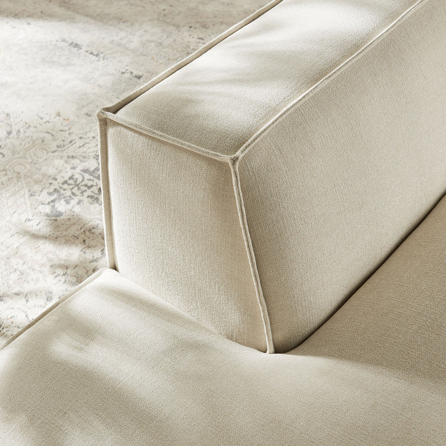 Atlas Performance Fabric Upholstered Left-Facing Armless Modular Chaise in Ecru