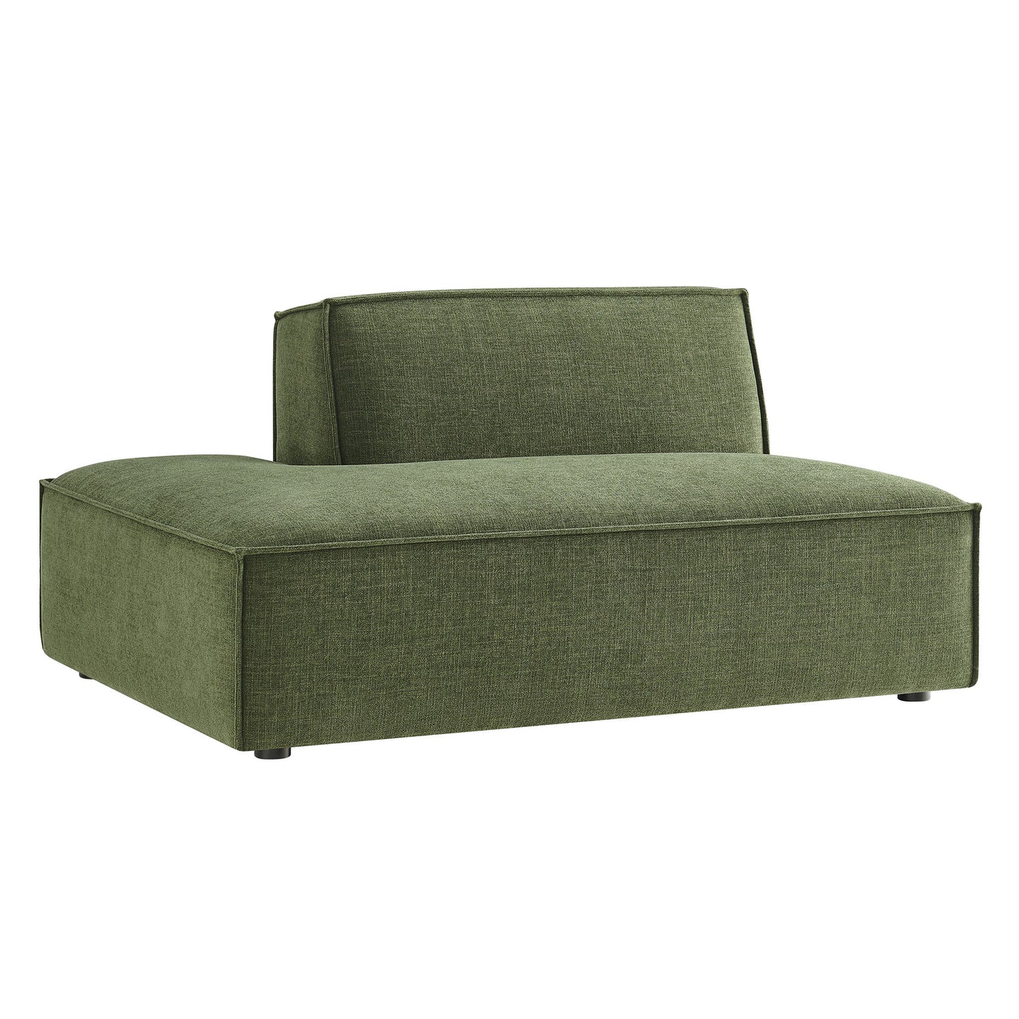Atlas Performance Fabric Upholstered Left-Facing Armless Modular Chaise in Foliage