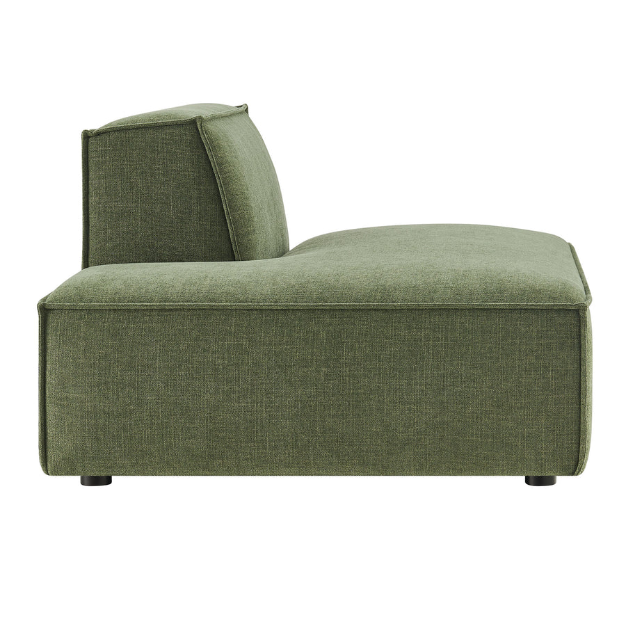 Atlas Performance Fabric Upholstered Left-Facing Armless Modular Chaise in Foliage