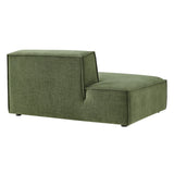 Atlas Performance Fabric Upholstered Left-Facing Armless Modular Chaise in Foliage