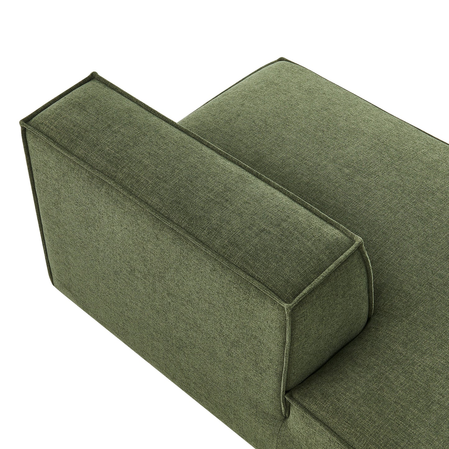 Atlas Performance Fabric Upholstered Left-Facing Armless Modular Chaise in Foliage
