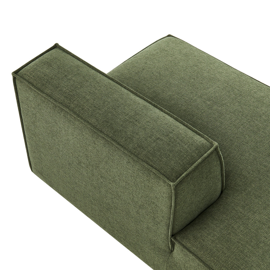 Atlas Performance Fabric Upholstered Left-Facing Armless Modular Chaise in Foliage