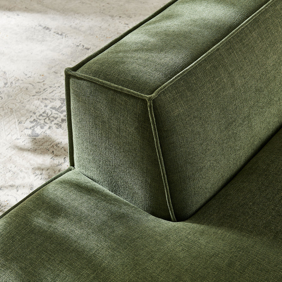 Atlas Performance Fabric Upholstered Left-Facing Armless Modular Chaise in Foliage