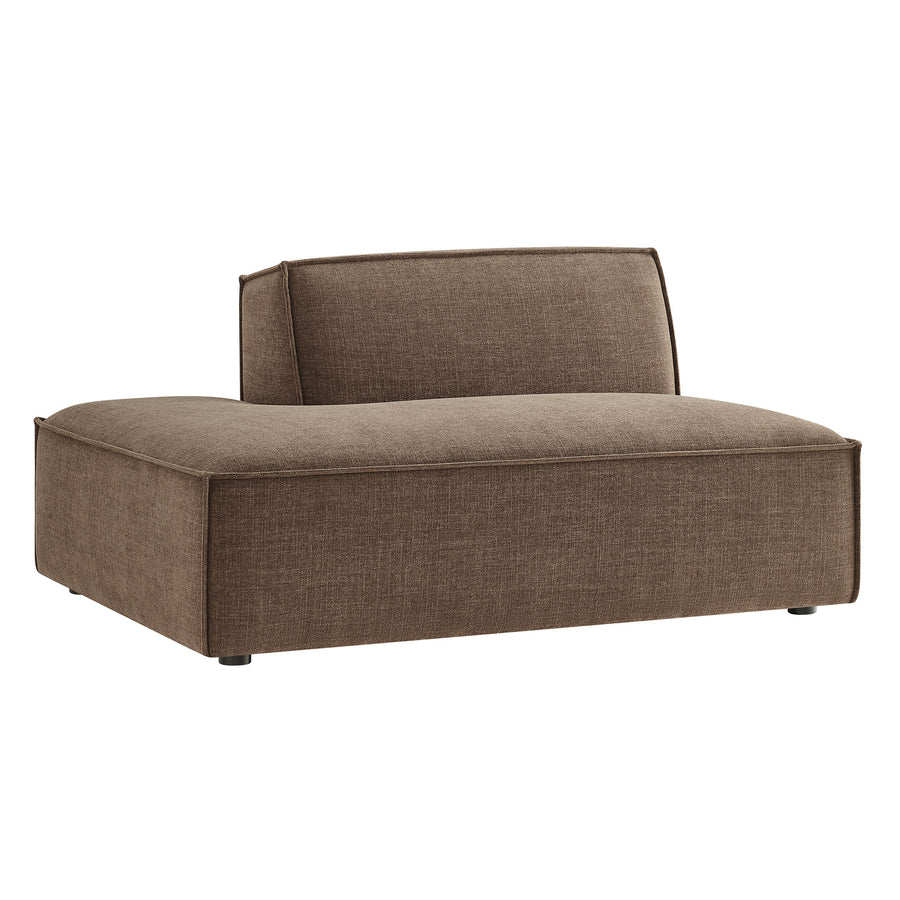 Atlas Performance Fabric Upholstered Left-Facing Armless Modular Chaise in Mocha