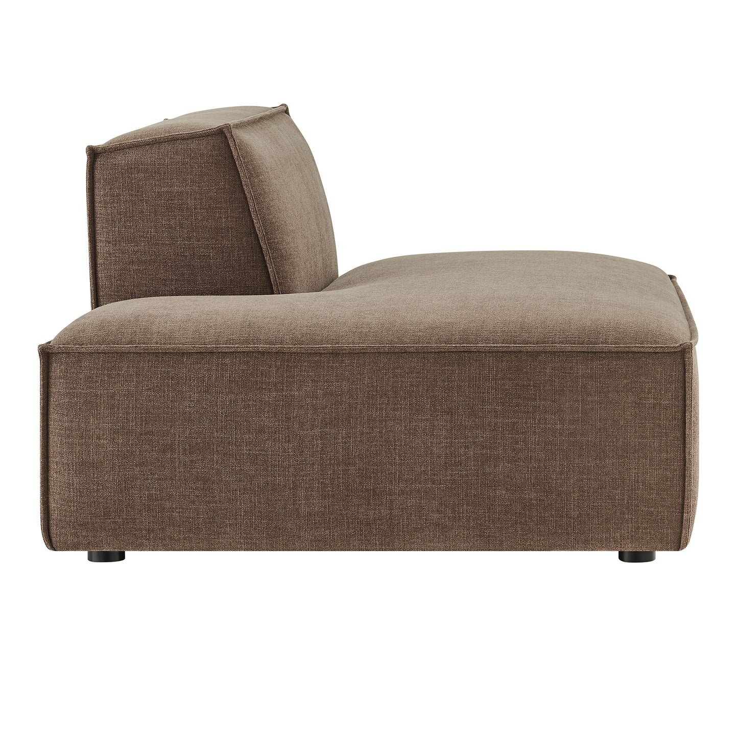 Atlas Performance Fabric Upholstered Left-Facing Armless Modular Chaise in Mocha