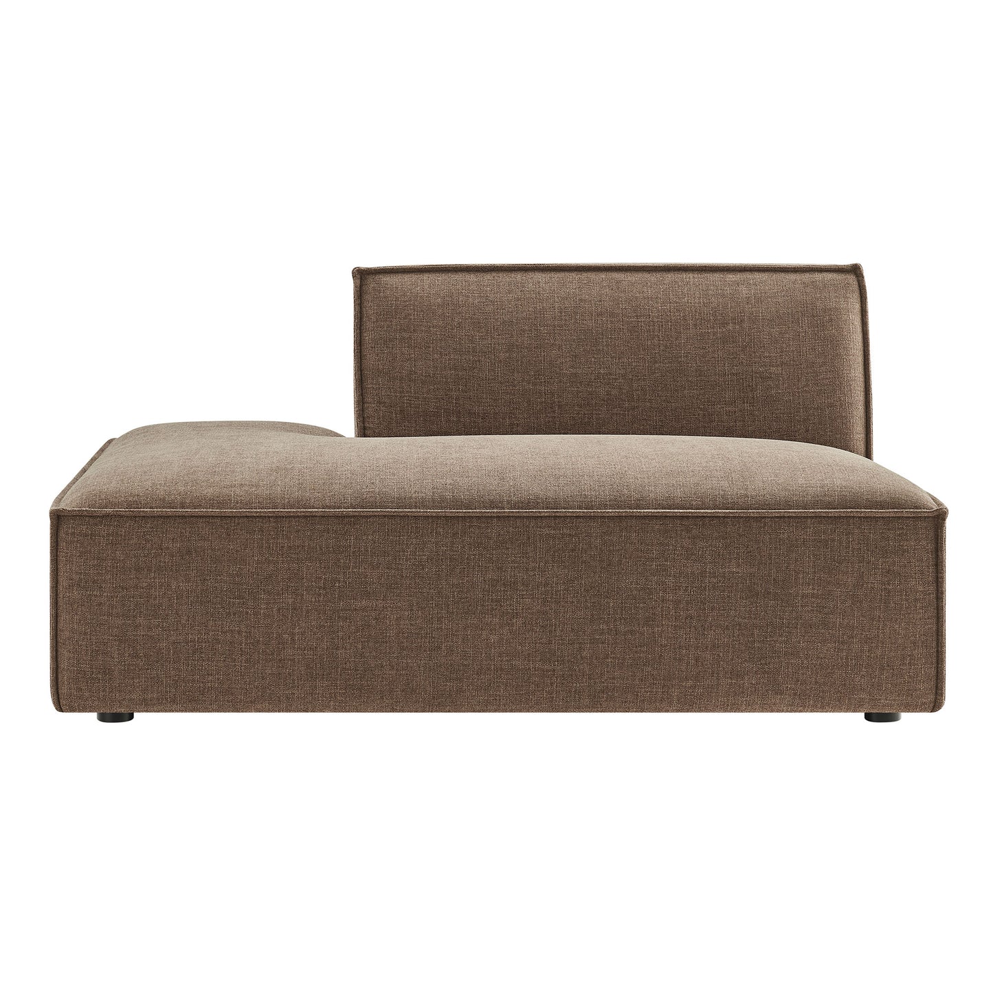 Atlas Performance Fabric Upholstered Left-Facing Armless Modular Chaise in Mocha