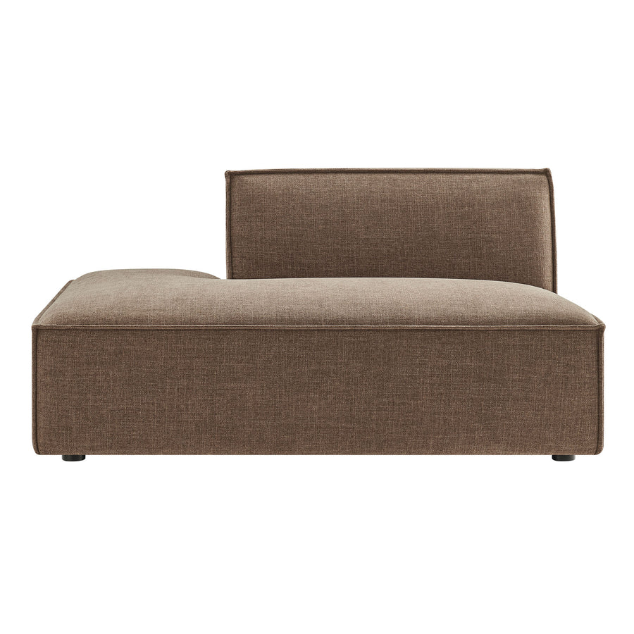 Atlas Performance Fabric Upholstered Left-Facing Armless Modular Chaise in Mocha