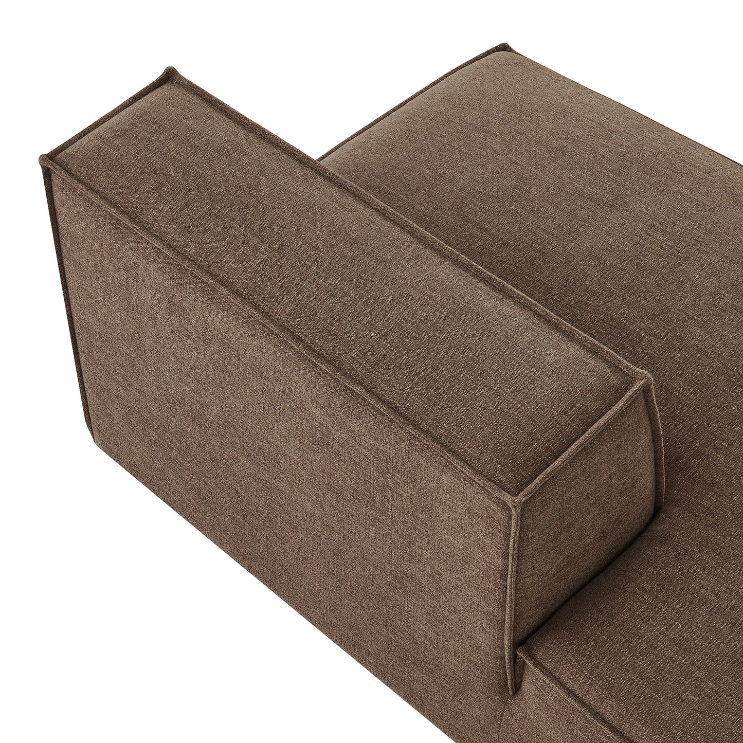Atlas Performance Fabric Upholstered Left-Facing Armless Modular Chaise in Mocha