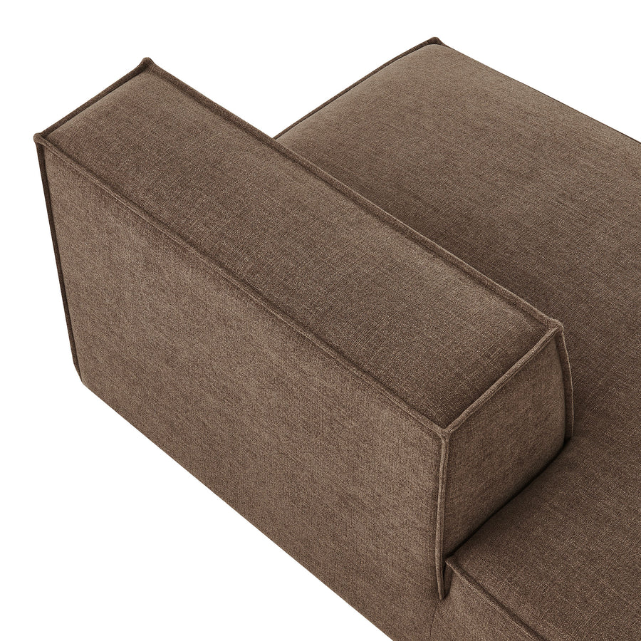 Atlas Performance Fabric Upholstered Left-Facing Armless Modular Chaise in Mocha