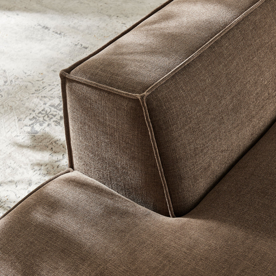 Atlas Performance Fabric Upholstered Left-Facing Armless Modular Chaise in Mocha