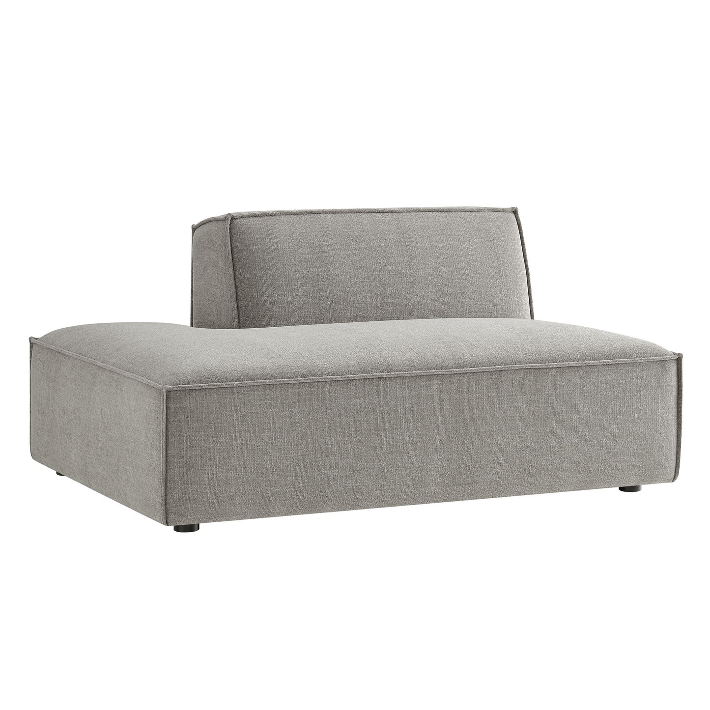 Atlas Performance Fabric Upholstered Left-Facing Armless Modular Chaise in Pewter