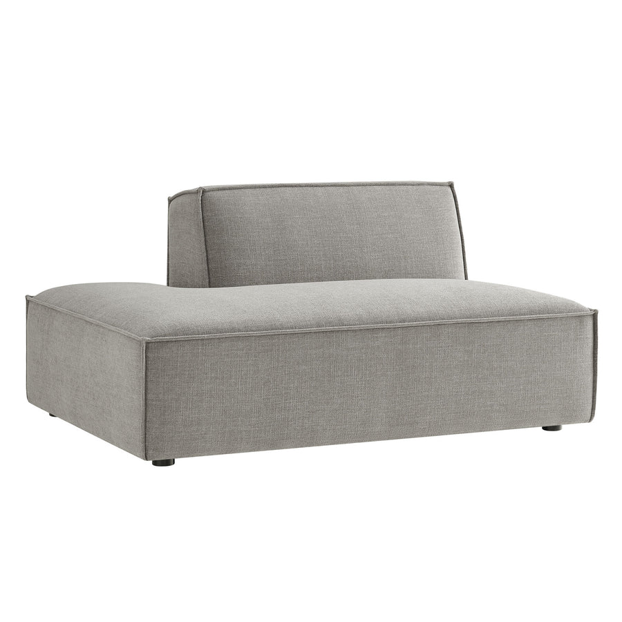 Atlas Performance Fabric Upholstered Left-Facing Armless Modular Chaise in Pewter