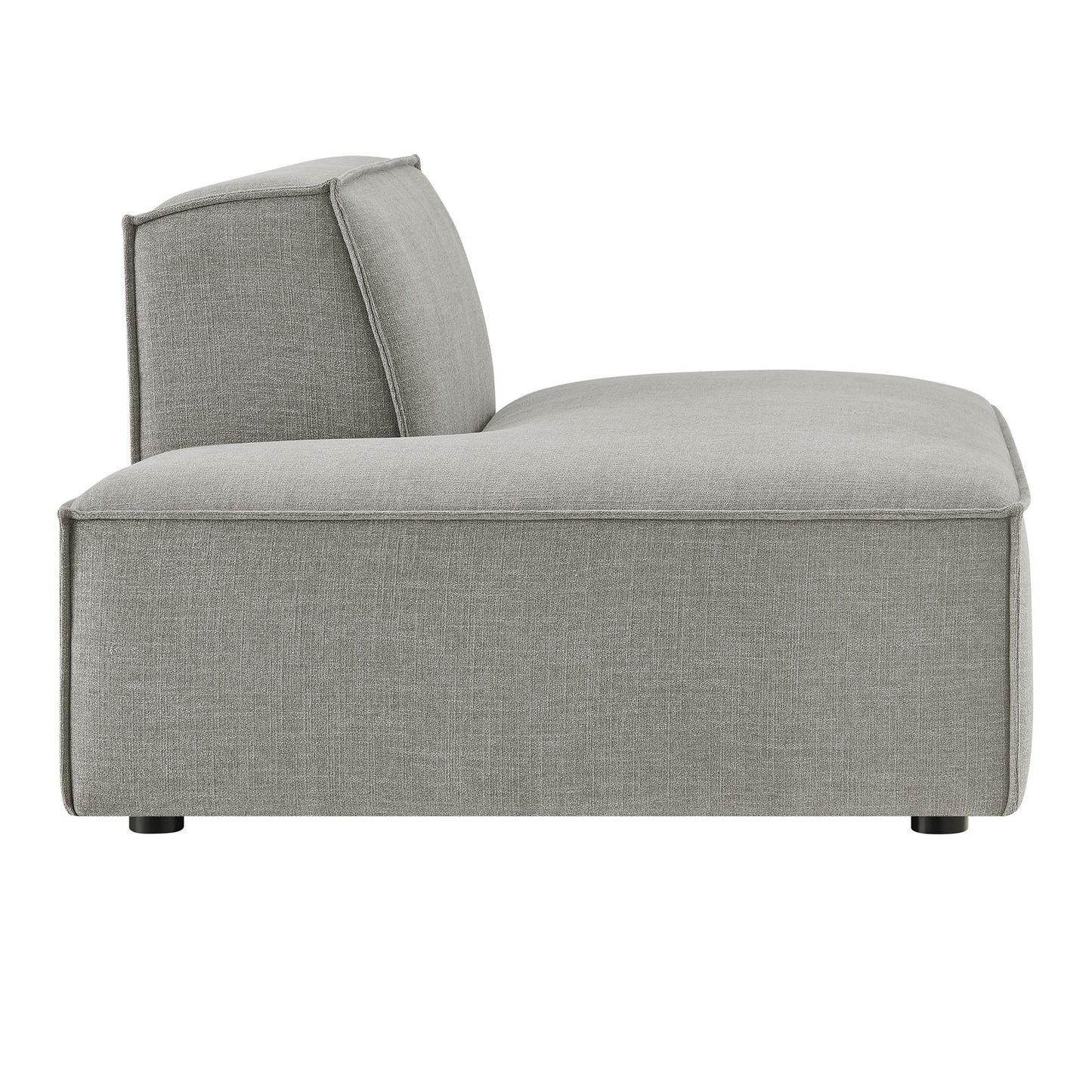 Atlas Performance Fabric Upholstered Left-Facing Armless Modular Chaise in Pewter