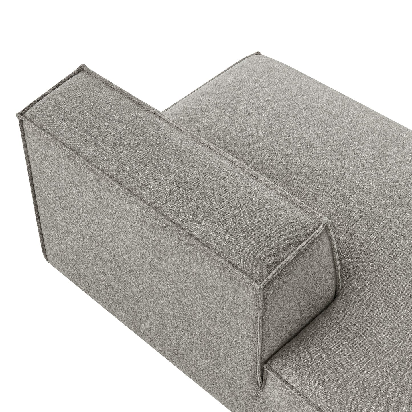 Atlas Performance Fabric Upholstered Left-Facing Armless Modular Chaise in Pewter