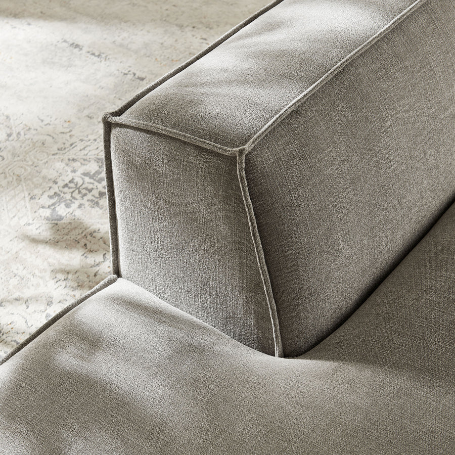 Atlas Performance Fabric Upholstered Left-Facing Armless Modular Chaise in Pewter