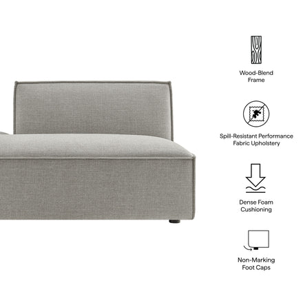 Restore Performance Fabric Upholstered Left-Facing Armless Modular Chaise in Pewter