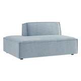 Atlas Performance Fabric Upholstered Left-Facing Armless Modular Chaise in Sky