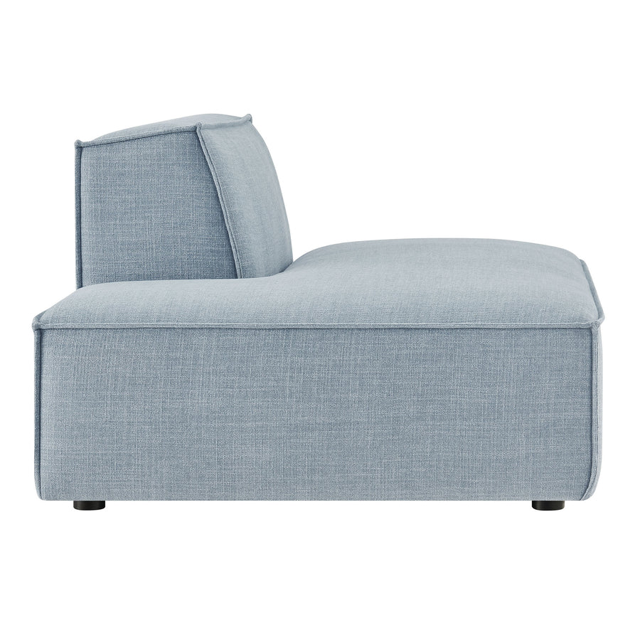 Atlas Performance Fabric Upholstered Left-Facing Armless Modular Chaise in Sky