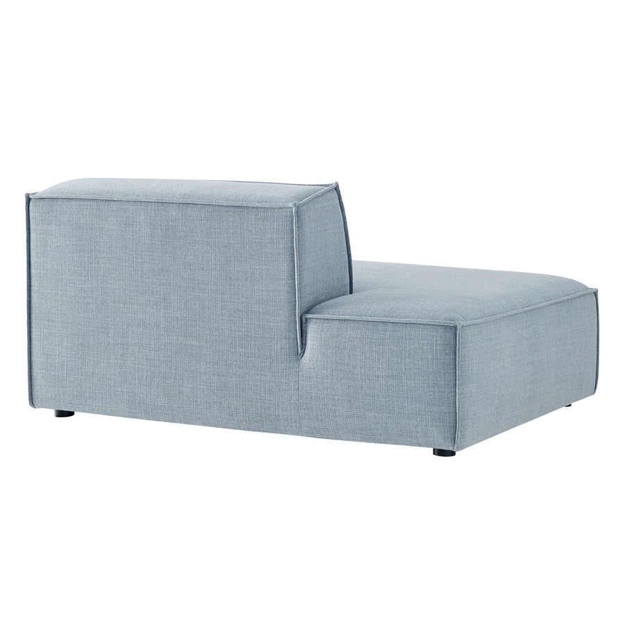 Atlas Performance Fabric Upholstered Left-Facing Armless Modular Chaise in Sky