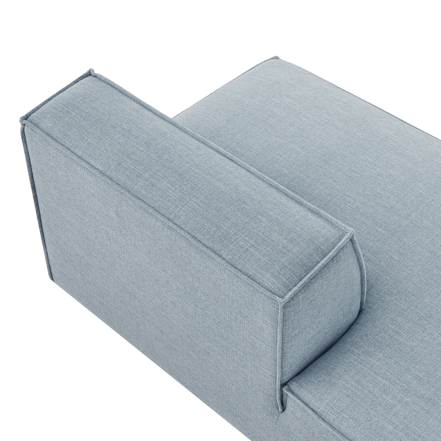 Atlas Performance Fabric Upholstered Left-Facing Armless Modular Chaise in Sky