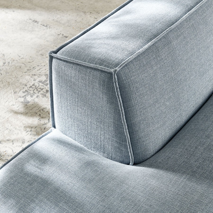 Atlas Performance Fabric Upholstered Left-Facing Armless Modular Chaise in Sky