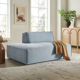 Atlas Performance Fabric Upholstered Left-Facing Armless Modular Chaise in Sky