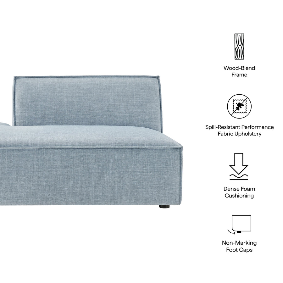Atlas Performance Fabric Upholstered Left-Facing Armless Modular Chaise in Sky