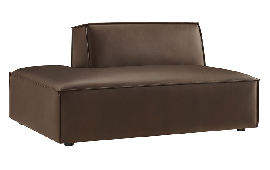 Atlas Vegan Leather Left-Facing Armless Modular Chaise in Espresso