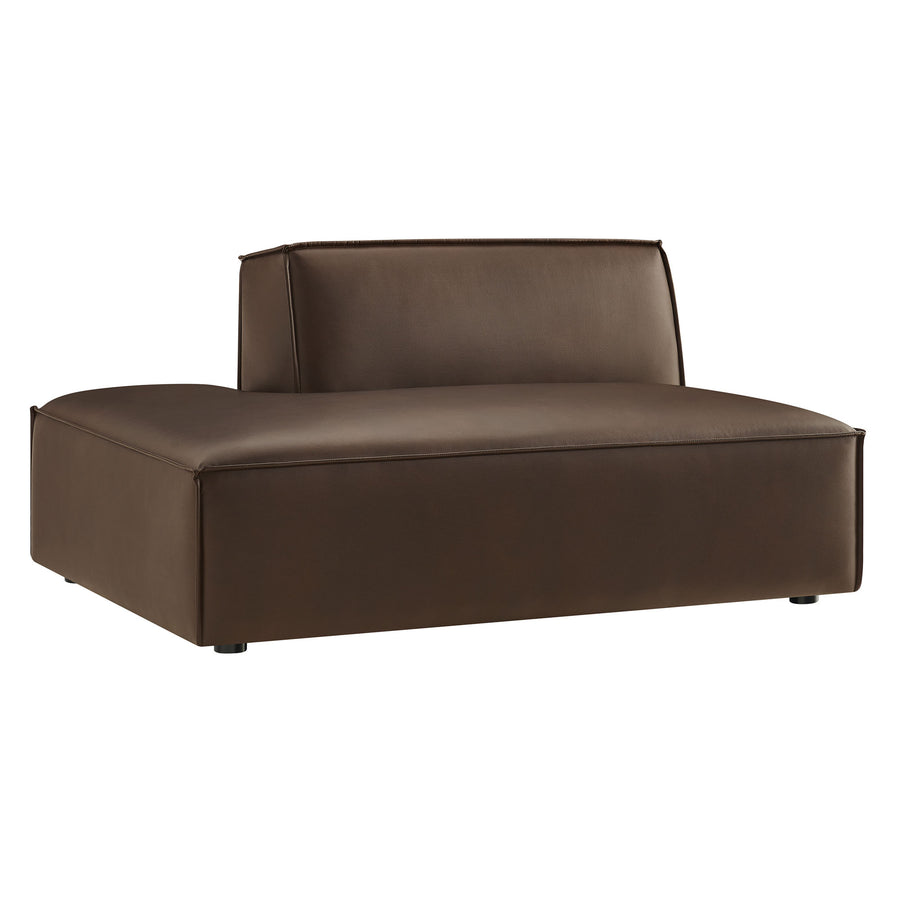 Atlas Vegan Leather Left-Facing Armless Modular Chaise in Espresso