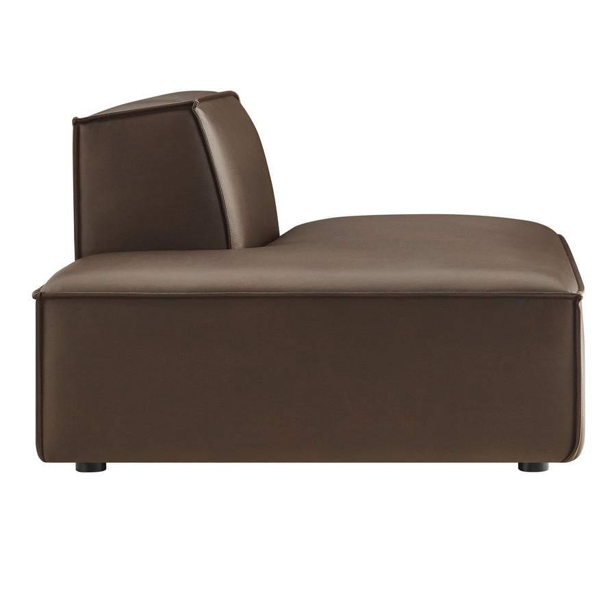 Atlas Vegan Leather Left-Facing Armless Modular Chaise in Espresso