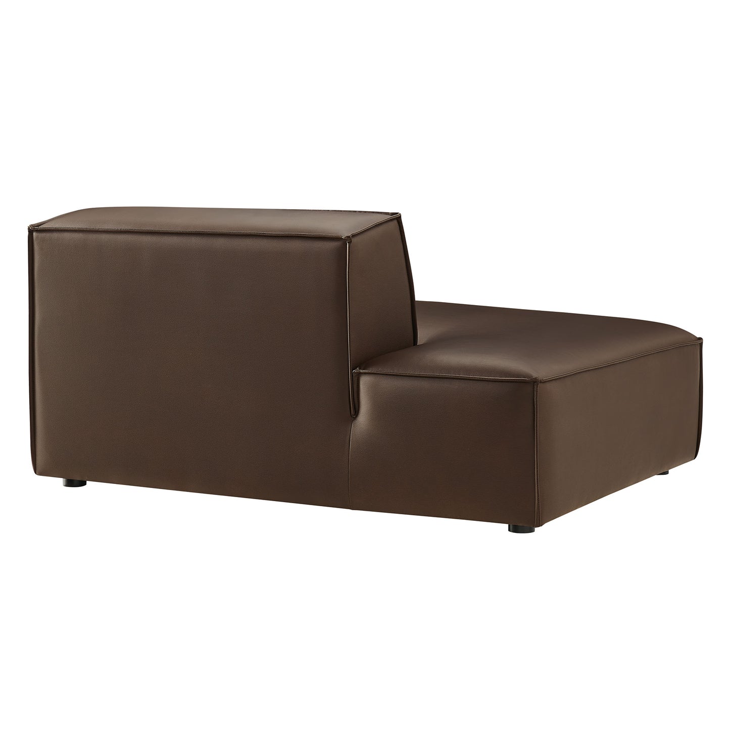 Atlas Vegan Leather Left-Facing Armless Modular Chaise in Espresso