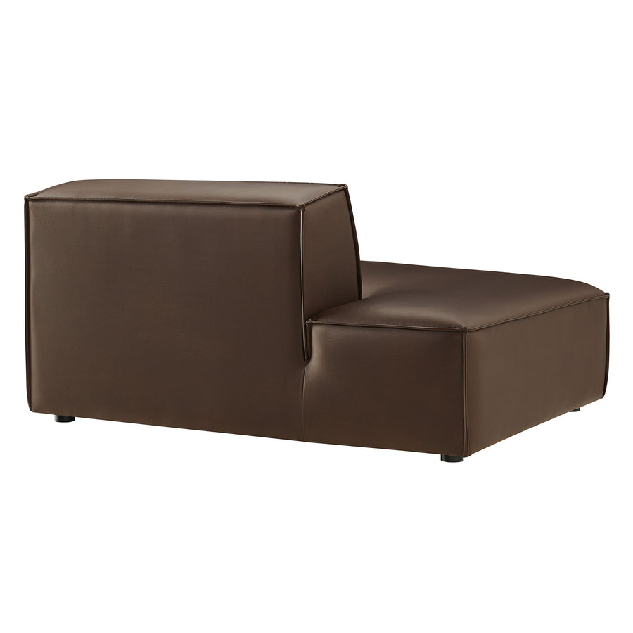 Atlas Vegan Leather Left-Facing Armless Modular Chaise in Espresso