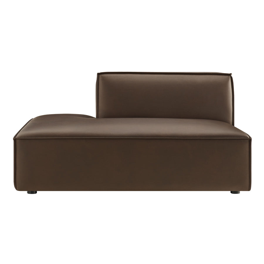 Atlas Vegan Leather Left-Facing Armless Modular Chaise in Espresso