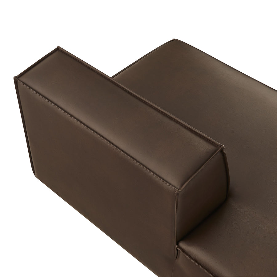 Atlas Vegan Leather Left-Facing Armless Modular Chaise in Espresso