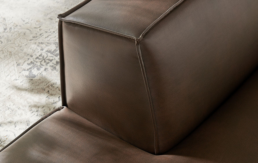 Atlas Vegan Leather Left-Facing Armless Modular Chaise in Espresso