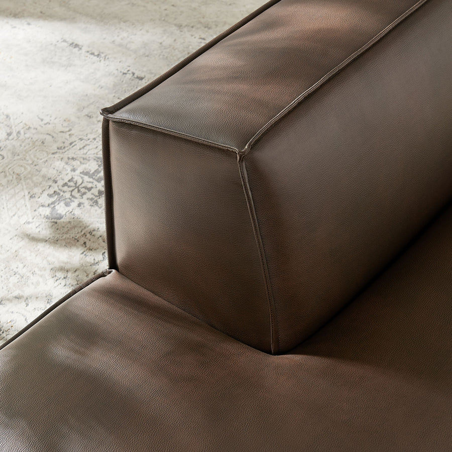 Atlas Vegan Leather Left-Facing Armless Modular Chaise in Espresso