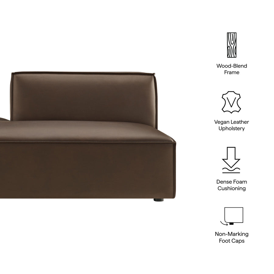 Atlas Vegan Leather Left-Facing Armless Modular Chaise in Espresso