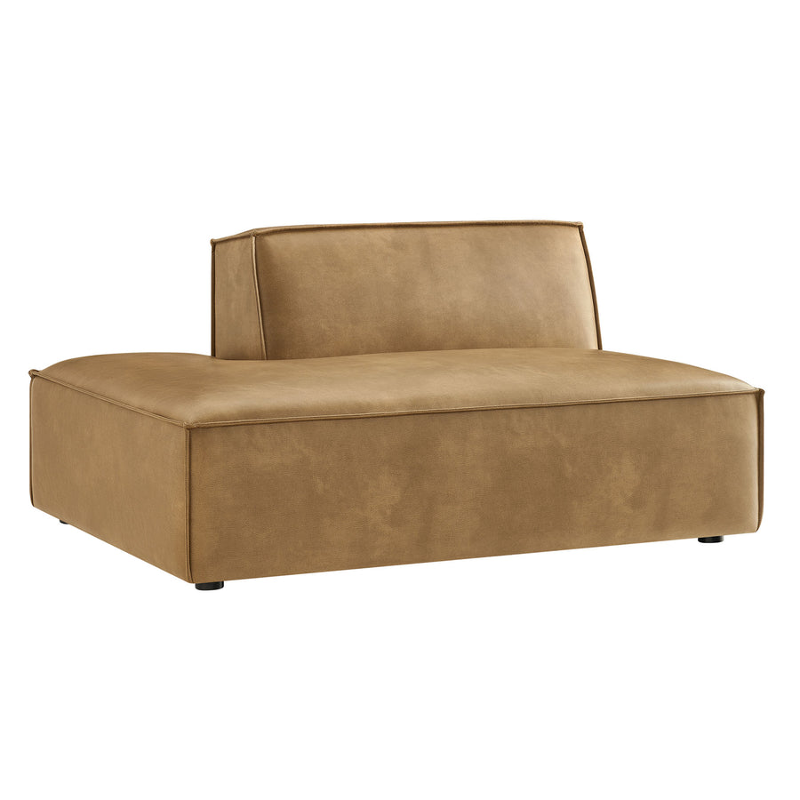 Atlas Vegan Leather Left-Facing Armless Modular Chaise in Toast