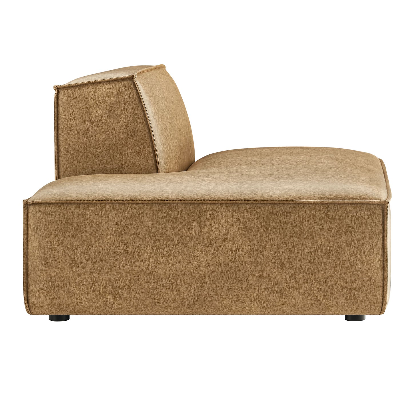 Atlas Vegan Leather Left-Facing Armless Modular Chaise in Toast