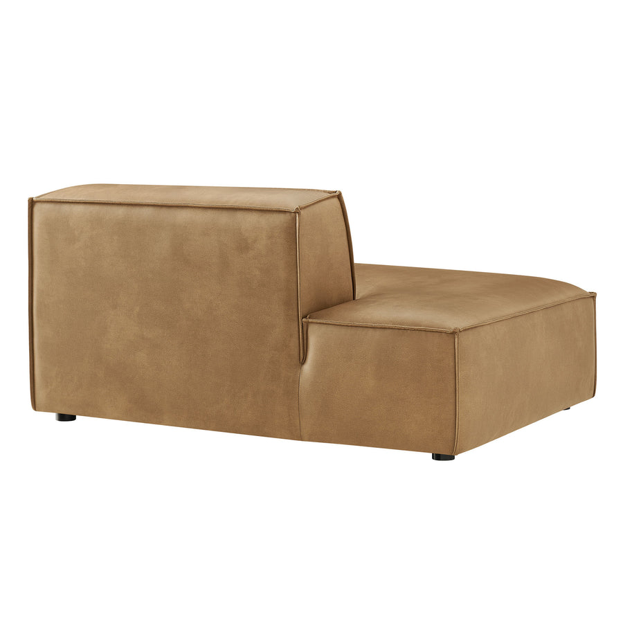 Atlas Vegan Leather Left-Facing Armless Modular Chaise in Toast