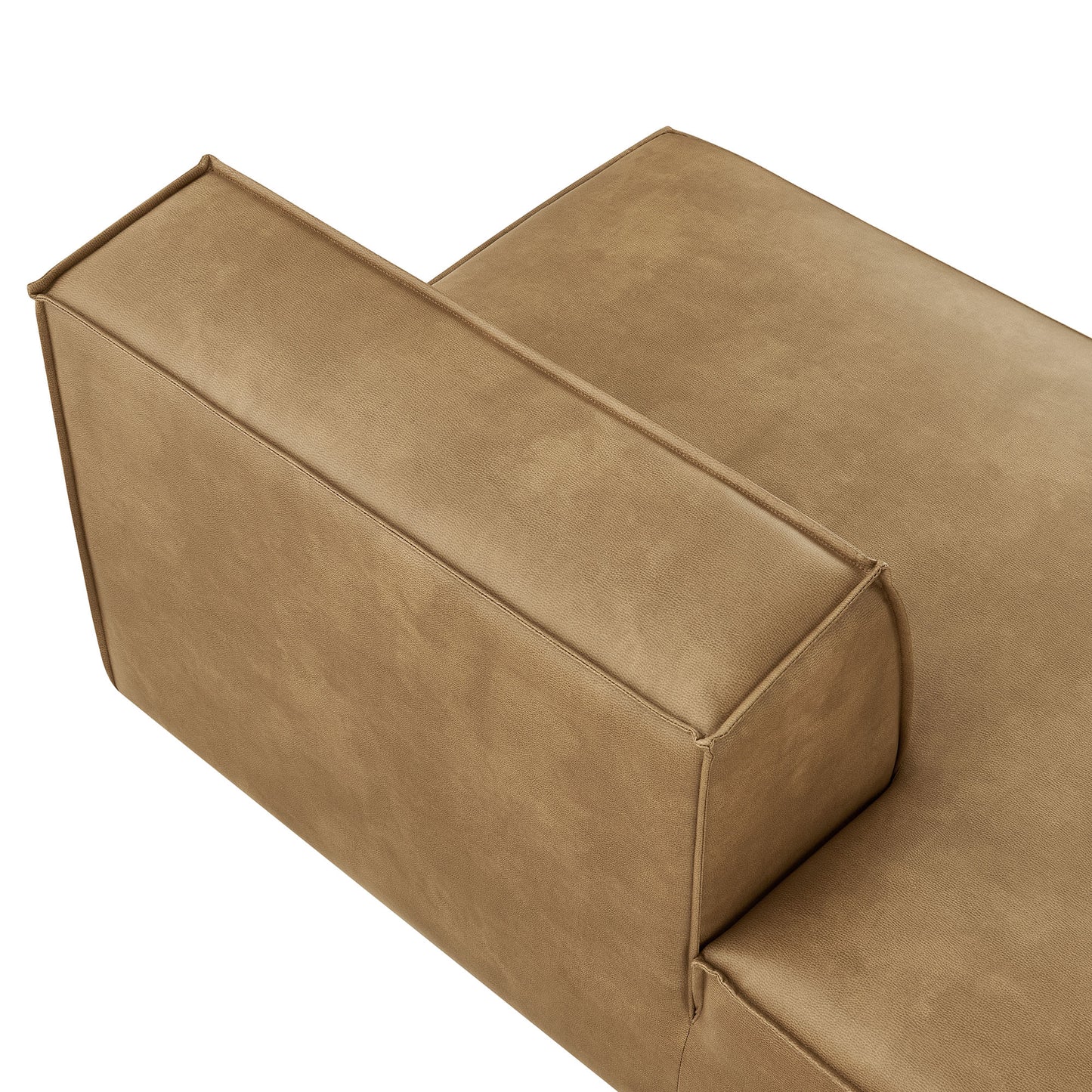 Atlas Vegan Leather Left-Facing Armless Modular Chaise in Toast
