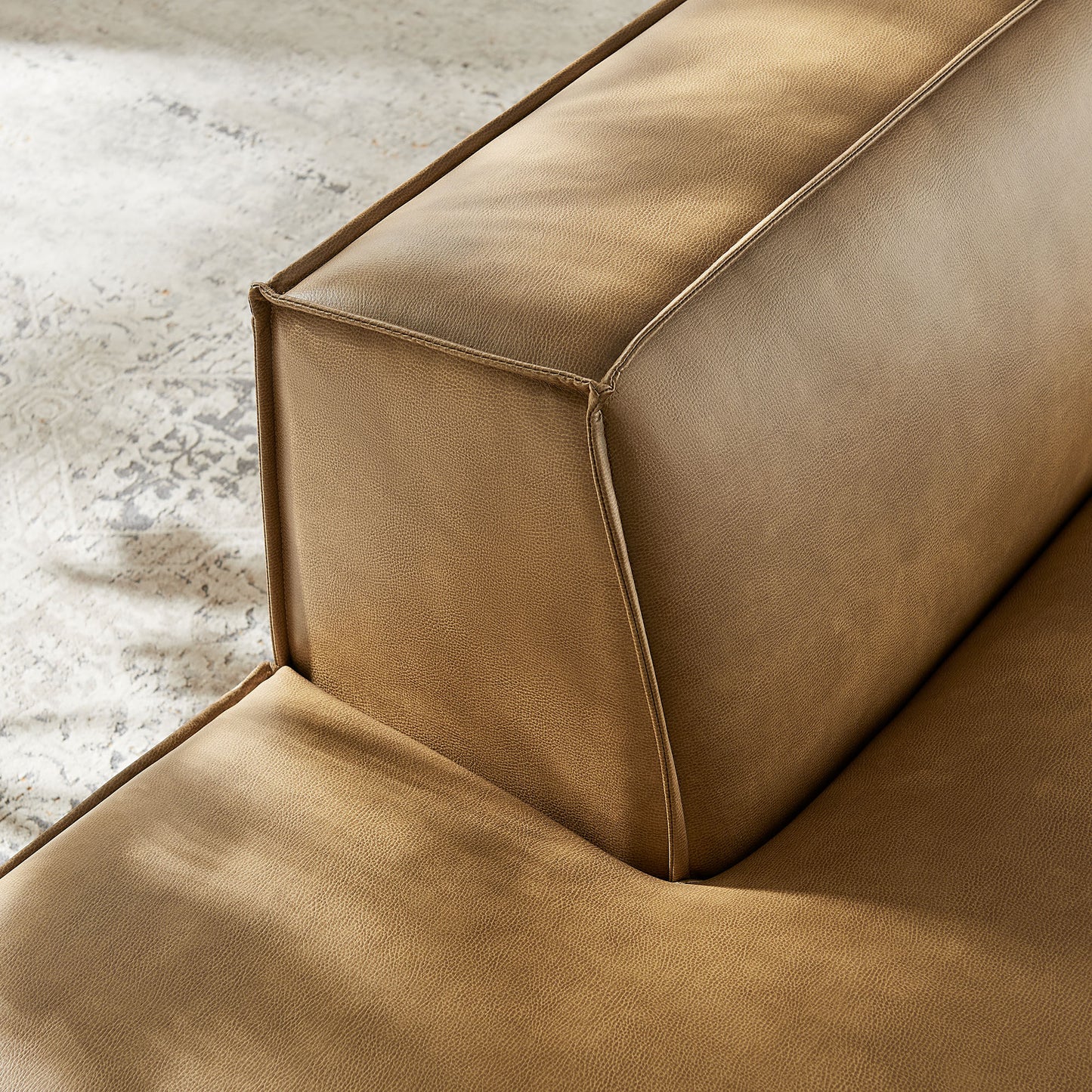 Atlas Vegan Leather Left-Facing Armless Modular Chaise in Toast