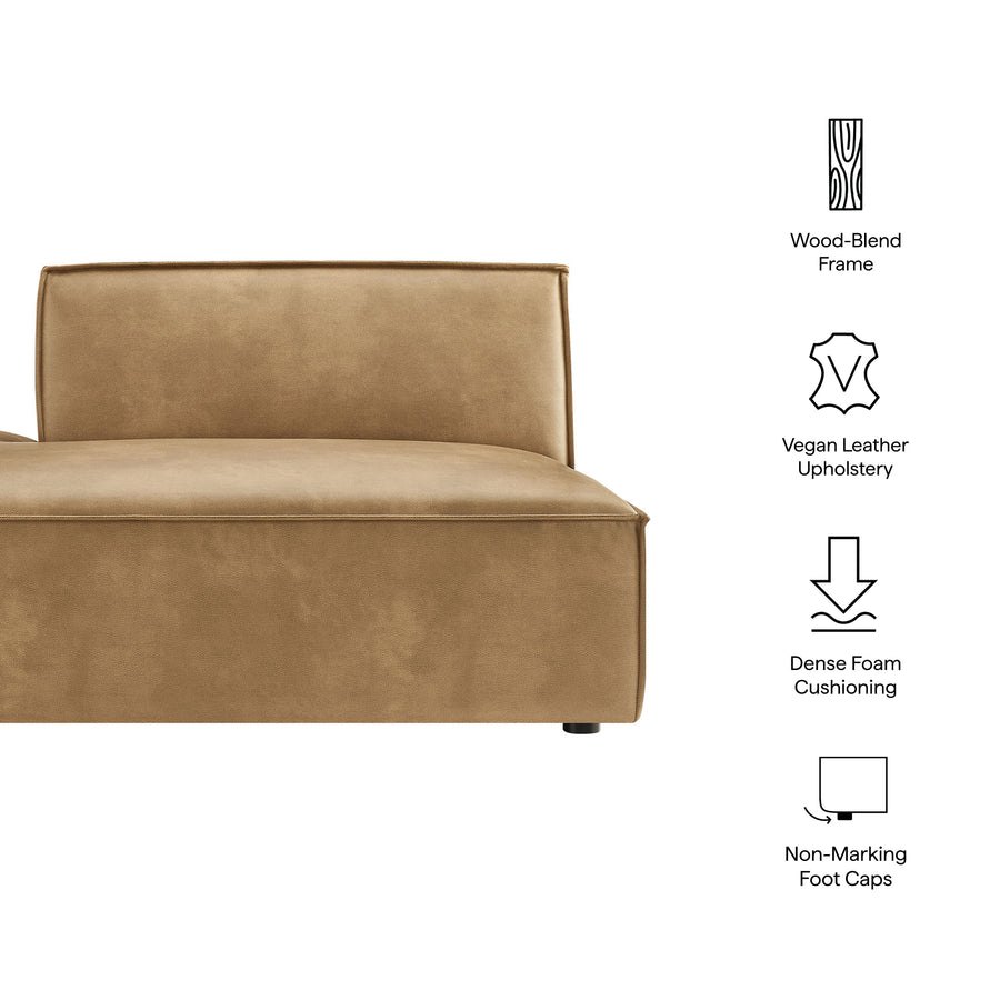 Atlas Vegan Leather Left-Facing Armless Modular Chaise in Toast