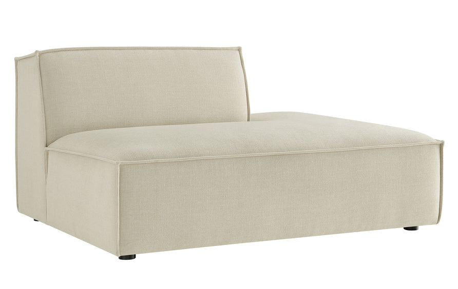 Atlas Performance Fabric Upholstered Right-Facing Armless Modular Chaise in Ecru