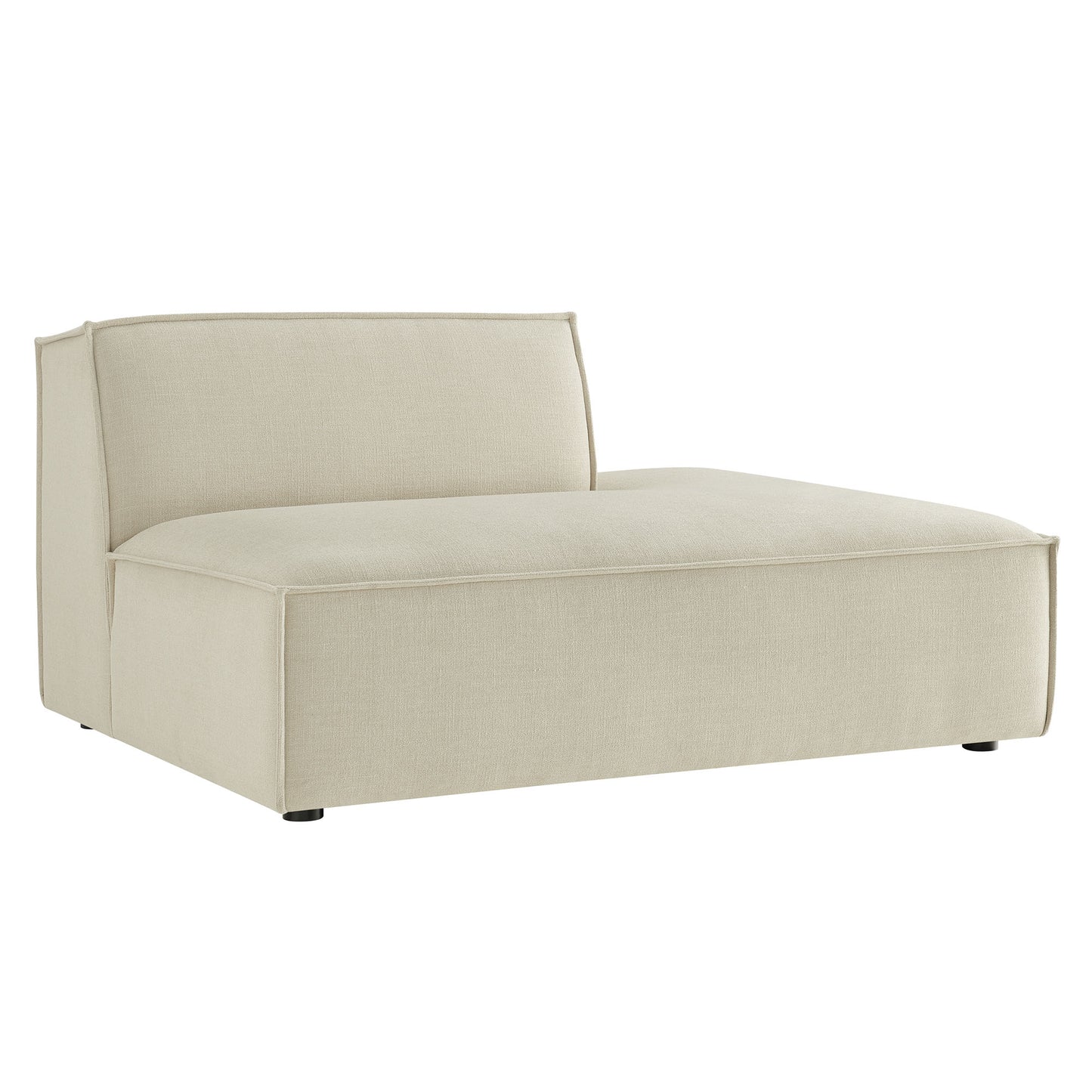 Atlas Performance Fabric Upholstered Right-Facing Armless Modular Chaise in Ecru